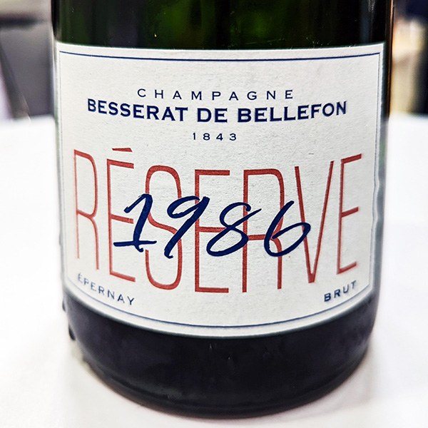 A bottle Champagne Besserat de Bellefon Réserve 1986