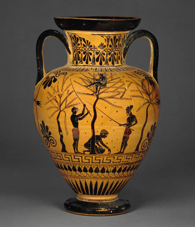 Amphora with the depiction of olive harvest