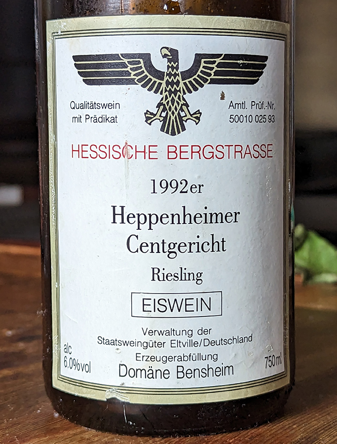 A bottle of icewine from Hessian Bergstrasse