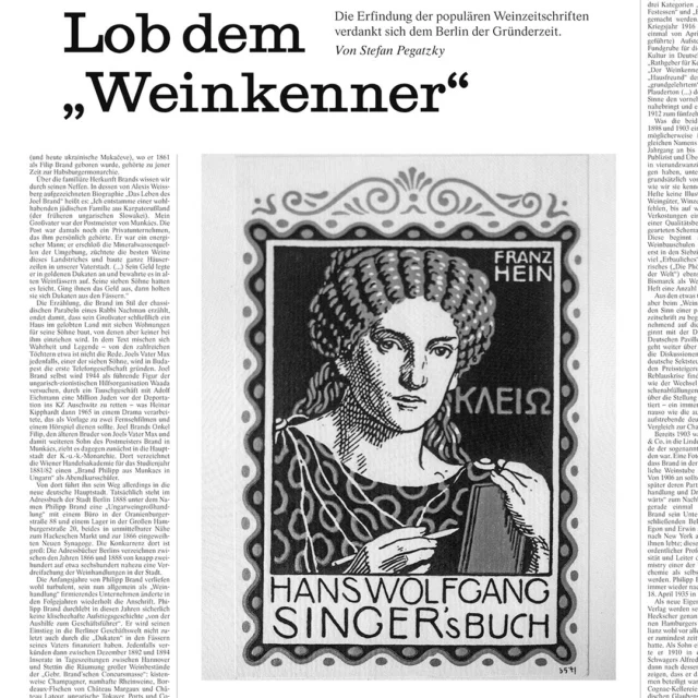 Rediscovered: “Der Weinkenner” (The Wine Connoisseur), the world's first popular wine magazine, was founded in Berlin in 1898 and published there until 1922. I acquired the only complete copy in existence and wrote an extensive background article, which was published in the “Bilder und Zeiten” section of the Frankfurter Allgemeine Zeitung on Saturday. More material and the editorial on the first issue can be found at Sur-la-pointe. Many topics are still relevant today: Is Sekt as good as champagne? Where is the best German red wine grown? Why are top wines becoming increasingly expensive?📓🍷
#winehistory #winemagazines #germanwine #winetrade #finewine